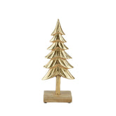 Decoris Aluminium Tree with Gold Plating and Mangowood Base 29cm